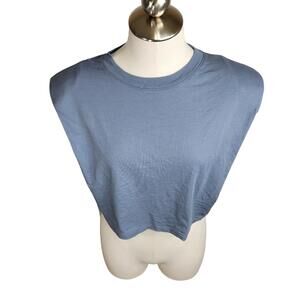 Babaton Aritzia Shoulder Pad Cropped Tank T-Shirt Womens XS‎ Granite Blue